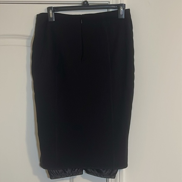 Mango MNG Suit Collection Black Kick Pleat Midi Lined Career Pencil Skirt Size S - Picture 2 of 4